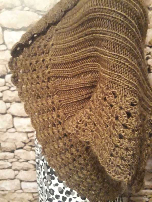 KNITTED & CROCHET BOLERO JACKET IN JUNIPER GREEN COLOUR - SIZE 8/32/S