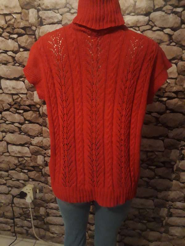 EXCLUSIVE HAND KNITTED CABLE AND LACE POLONECK THROW OVER TUNIC - XXL/16/40 - NEW ITEM