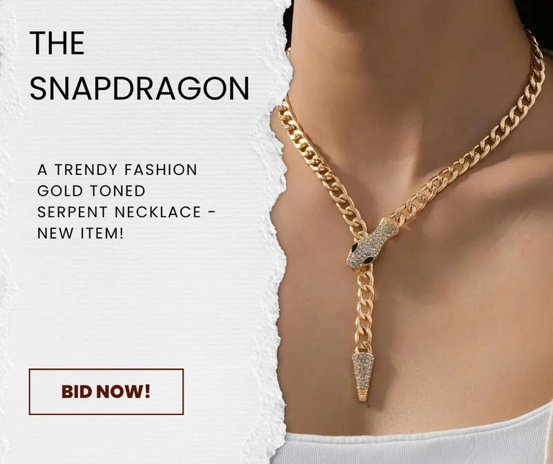 Snake Chain Necklace with Sparkling Pendant - Golden-Tone Intricate Scale Design