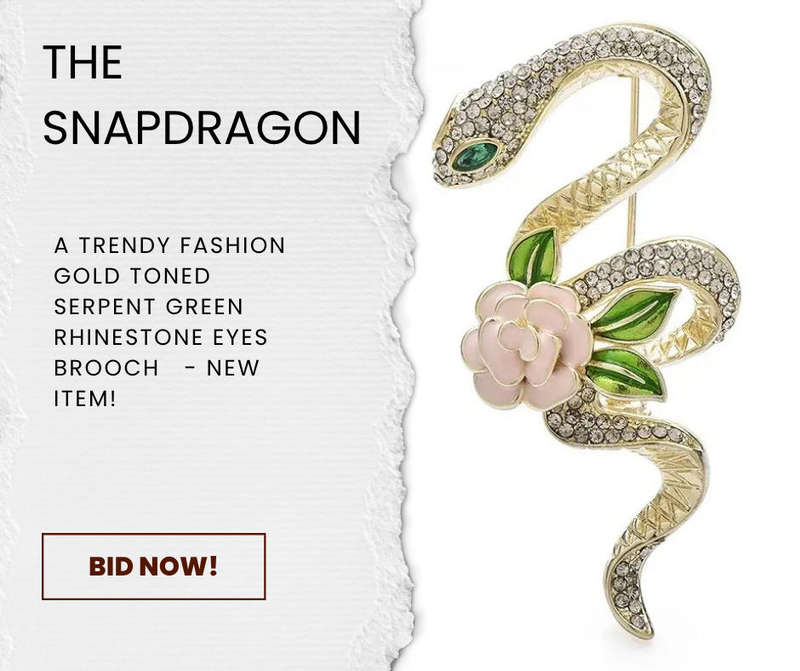 legant Snake Brooch Pin, Zinc Alloy with Rhinestone Accents and Floral Design, Versatile Accessory