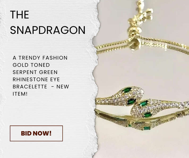 Golden Double-Headed Snake Bracelet for Women | Alloy with Green Accents | Sparkling Rhinestones