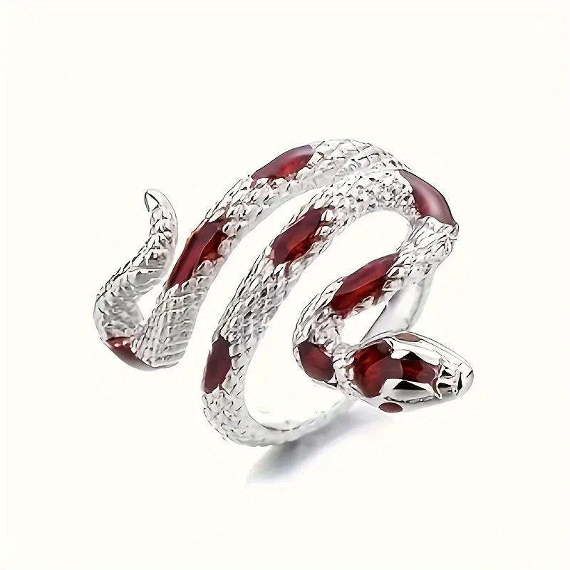 3 Snake Rings - Versatile Alloy Fashion Statement in black/red & green !!!!
