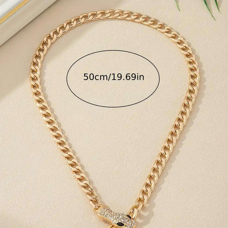 Snake Chain Necklace with Sparkling Pendant - Golden-Tone Intricate Scale Design