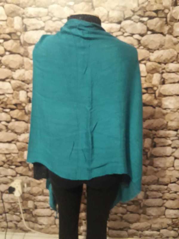SHAWL - DARK AQUA BLUE VERY SOFT FABRIC - 100% POLYESTER