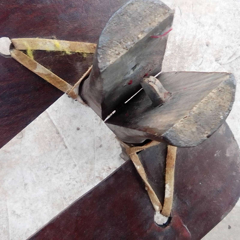 VINTAGE CAMEL SADDLE FOOT STOOL WOOD/SINEW BIND AND COPPER INLAYS AFTER 1950'S