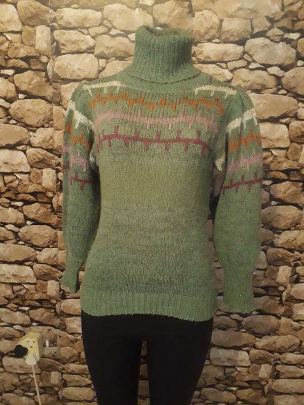 PUCCINI KNITTED GREEN JUMPER WITH LUREX - SIZE 8/32/S
