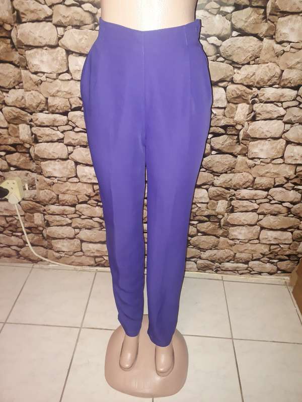 TIMELESS DARK PURPLE PANTS BY KKK IN 100% POLYESTER WASH AND WEAR - SIZE 12/36/L