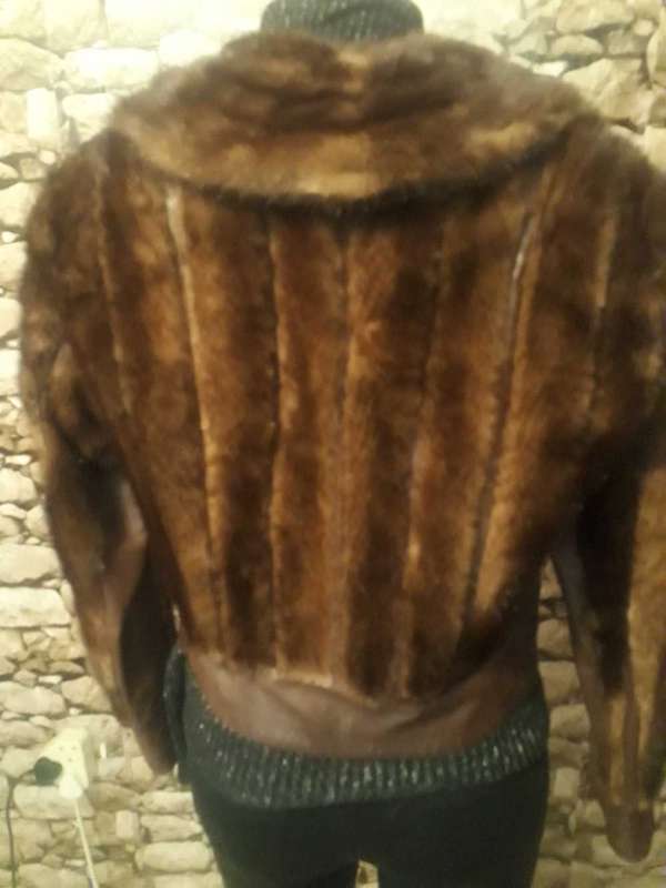 VINTAGE 1970'S JACKETS GENIUNE LEATHER AND MINK K BOROWSKI JACKET - SIZE 10/34/MEDIUM