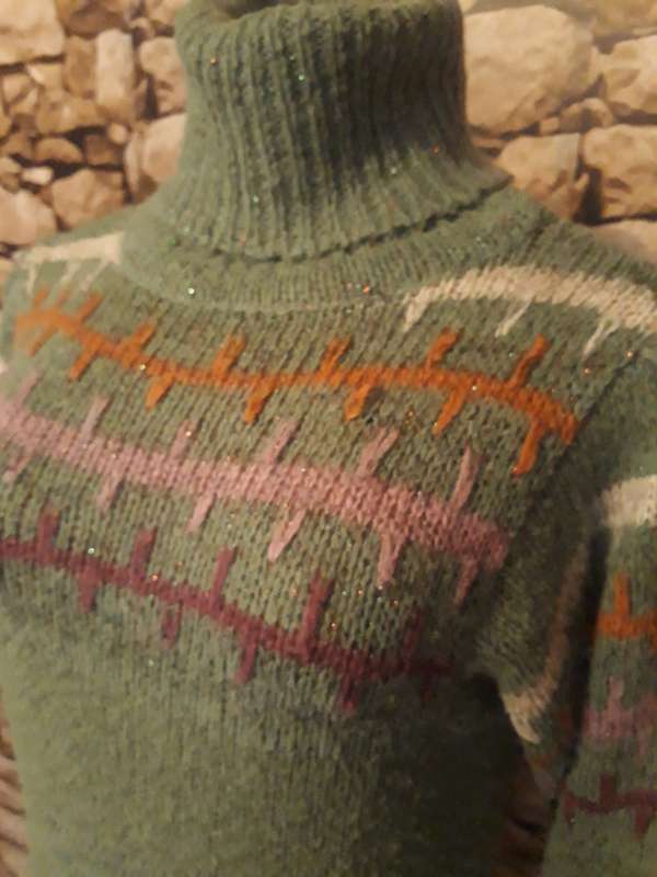 PUCCINI KNITTED GREEN JUMPER WITH LUREX - SIZE 8/32/S