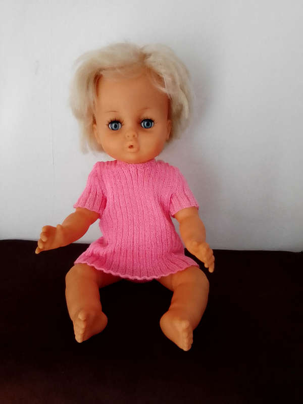 Vintage First Love Doll with Hand Knitted Vest and Panties in very good condition