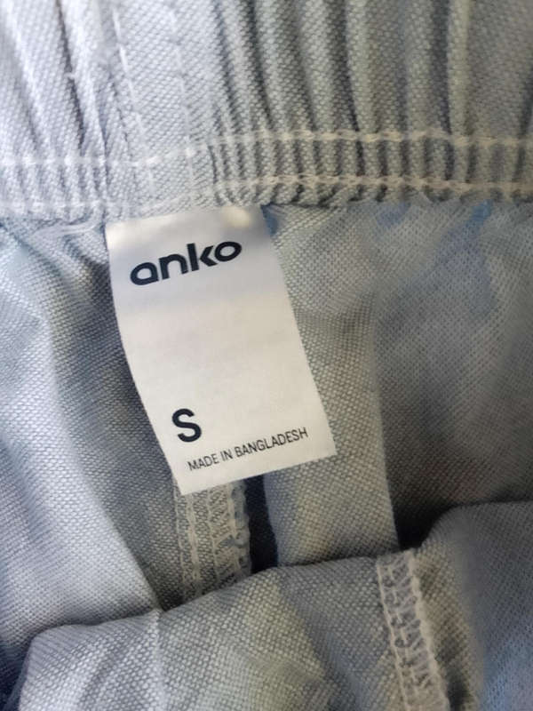 ANKO BRAND - MEN'S TIE STRING ELASTICATED ATHLETIC SHORTS IN BLUE COLOUR - 100% COTTON - SIZE S