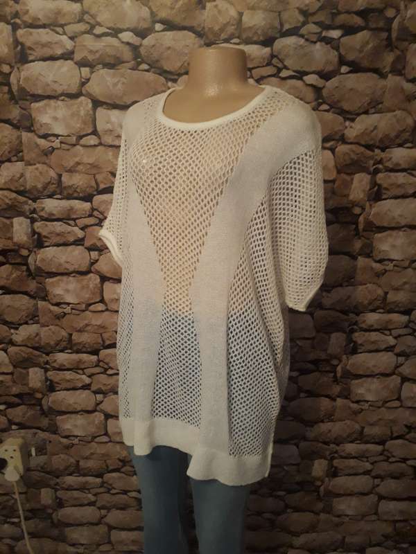 MILADYS BRAND - WHITE KNITTED THROW OVER TUNIC STYLE TOP - Size XXL/16/40 - NEW ITEM