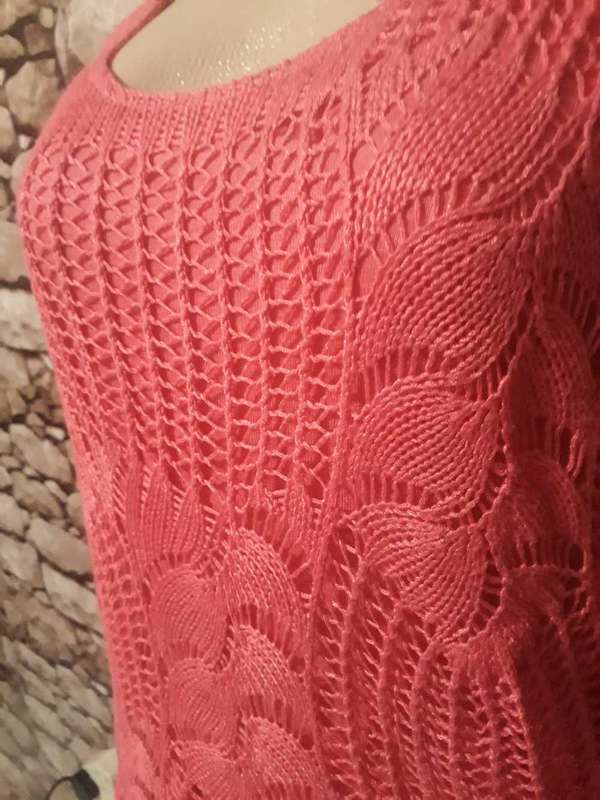 HOT PINK DOUBLE LAYERED KNITTED JUMPER -   VISCOSE FABRIC MADE IN ITALY - SIZE 12/36/L