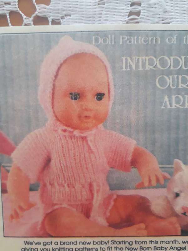 DOLL KNITTING PATTERN - NEW-BORN BABY ANGEL DOLL - PRAM SUIT