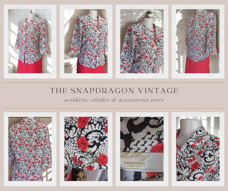 LILLY FOREVER BRAND TAILORED FRONT BUTTON DOWN BLOUSE WITH RED AND BLACK