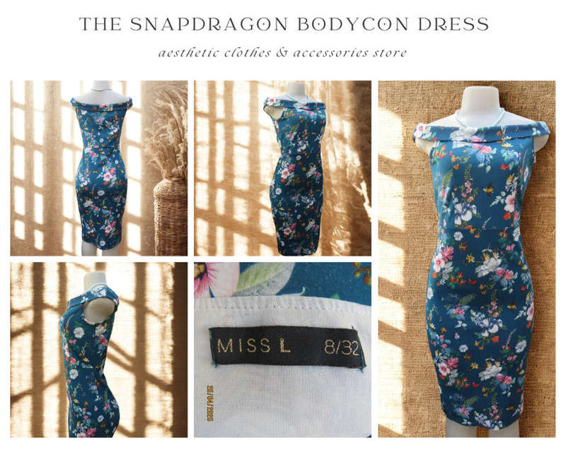 MISS L BRAND - DARK JADE HEAVY STRETCH POLYESTER BODYCON DRESS WITH FLORAL PATTERN - AS NEW