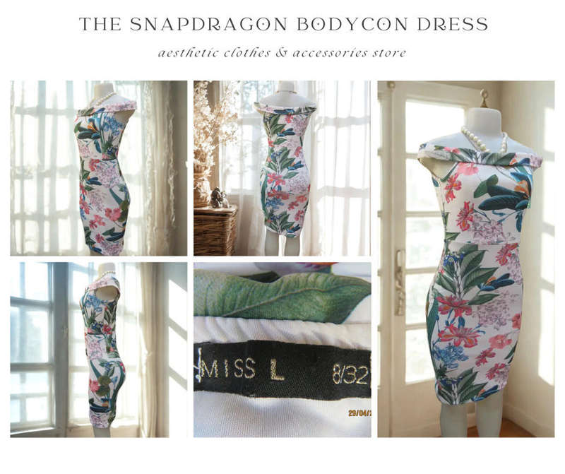 MISS L BRAND - HEAVY POLYESTER BODYCON DRESS WITH JADE FLORAL PATTERN - AS NEW