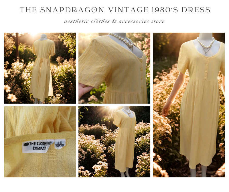 VINTAGE THE CLOTHING COMPANY BRAND - 1980'S DRESS IN LIGHT YELLOW COLOUR WITH BACK TIES
