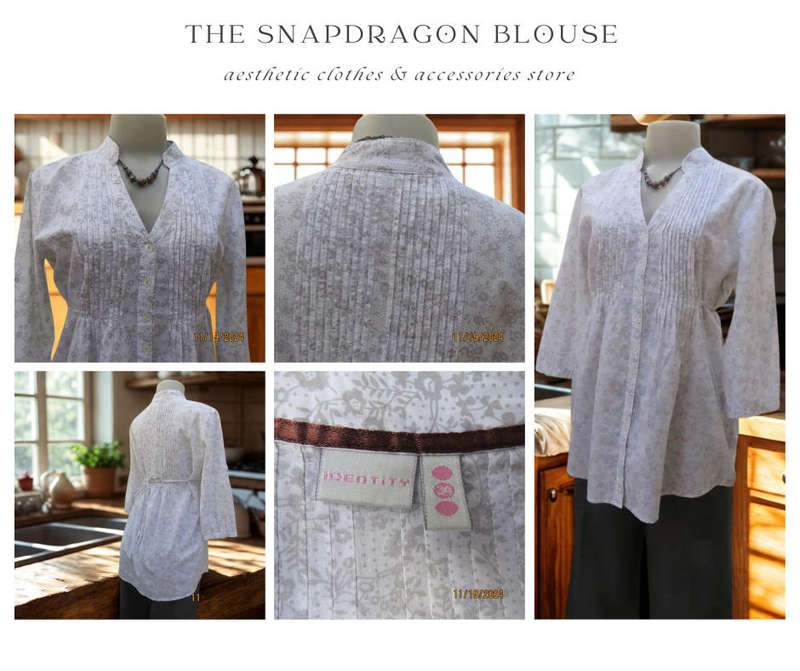 IDENTITY BRAND - COTTON BLOUSE WITH TINY BEIGE FLOWERS WITH FRONT BUTTONS AND BACK TIES