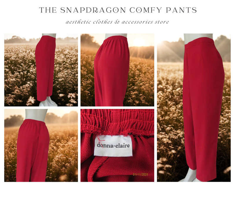 DONNA-CLAIRE BRAND CHERRY RED COMFY PANTS WITH FLAT FRONT AND ELASTICATED BACK