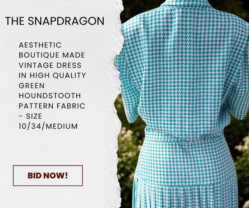 Aesthetic Vintage Boutique Made Secretary Style Dress in Hi-Quality Houndstooth Pattern Fabric