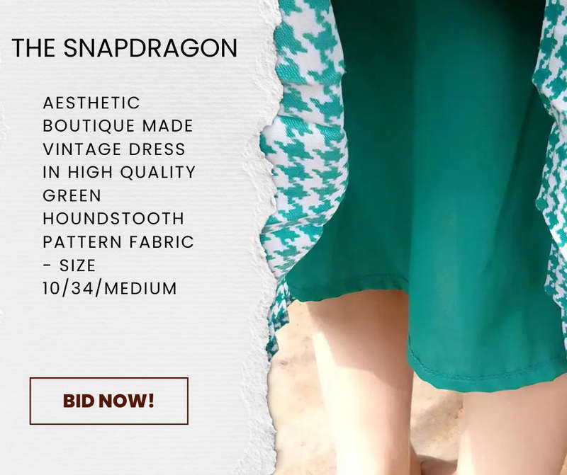 Aesthetic Vintage Boutique Made Secretary Style Dress in Hi-Quality Houndstooth Pattern Fabric