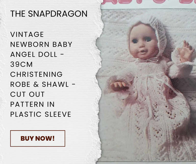 VINTAGE NEW BORN BABY ANGEL DOLL KNITTING PATTERN - BABY'S BEST - CUT OUT AND IN A PLASTIC SLEEVE