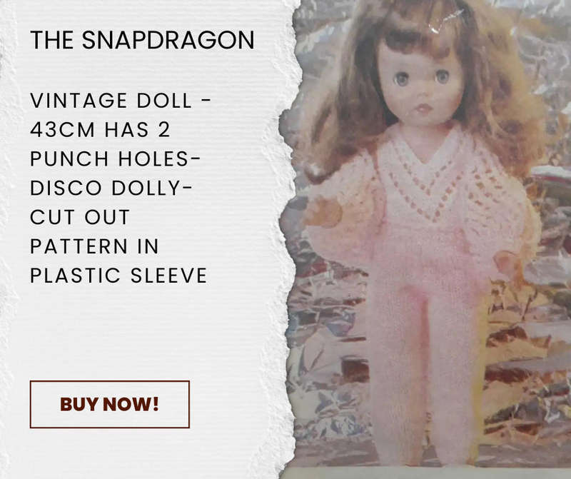 VINTAGE 43 CM DOLL KNITTING PATTERN - DISCO DOLLY - CUT OUT AND IN A PLASTIC SLEEVE