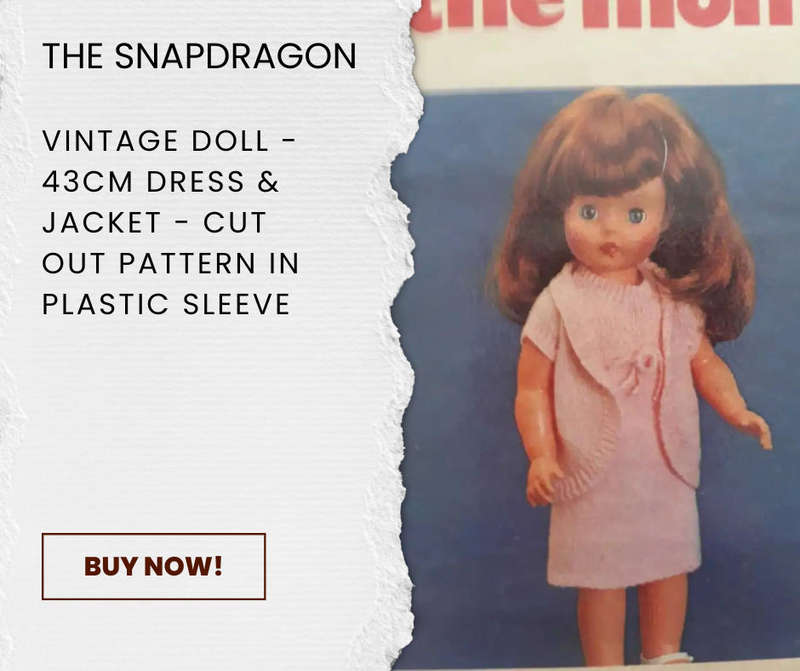 VINTAGE 43 CM DOLL KNITTING PATTERN - DRESS AND JACKET - CUT OUT AND IN A PLASTIC SLEEVE