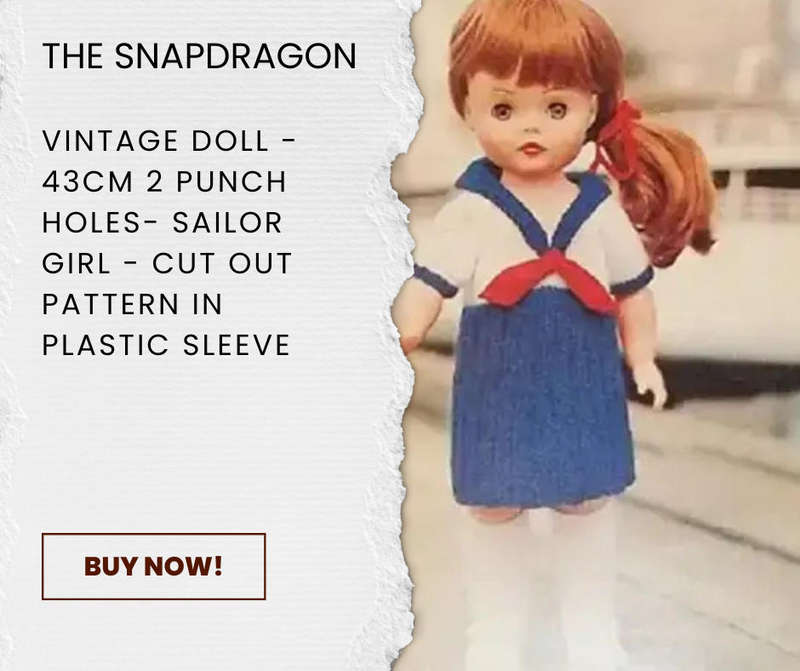 VINTAGE 43 CM DOLL KNITTING PATTERN - SAILOR GIRL- CUT OUT AND IN A PLASTIC SLEEVE