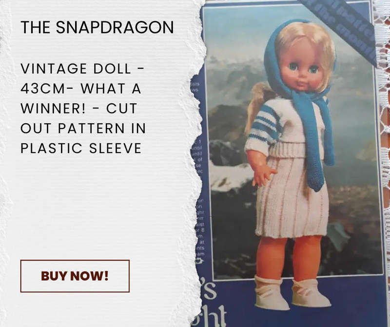 VINTAGE 43 CM DOLL KNITTING PATTERN - DOLLY'S DELIGHT - CUT OUT AND IN A PLASTIC SLEEVE