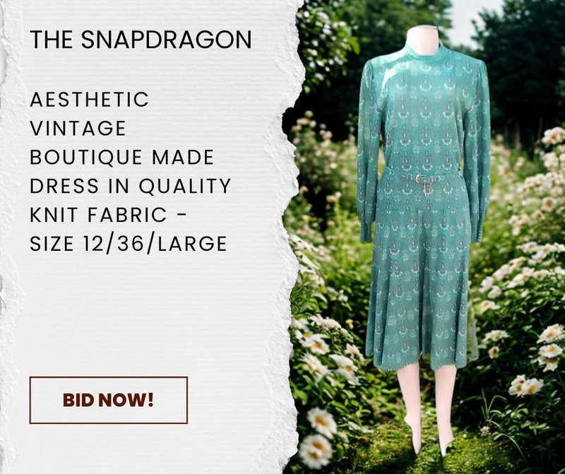 AESTHETIC VINTAGE 1980'S BEAUTIFULLY BOUTIQUE MADE SECRETARY STYLE DRESS - HIGH QUALITY KNIT FABRIC