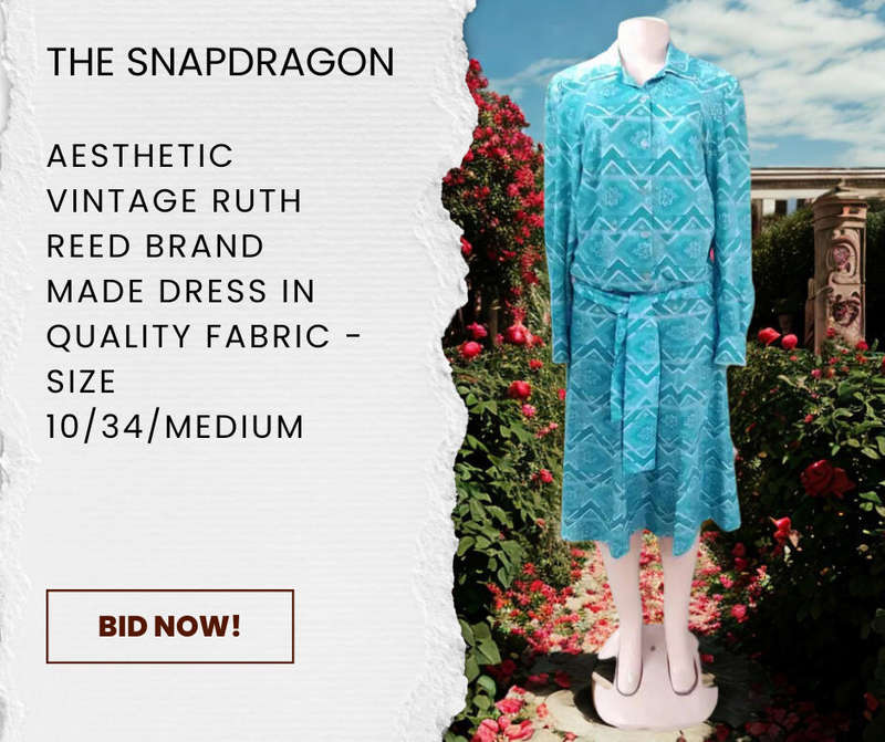 Aesthetic Vintage Ruth Reed Brand Secretary Style Dress in Hi-Quality sigzag pattern Fabric