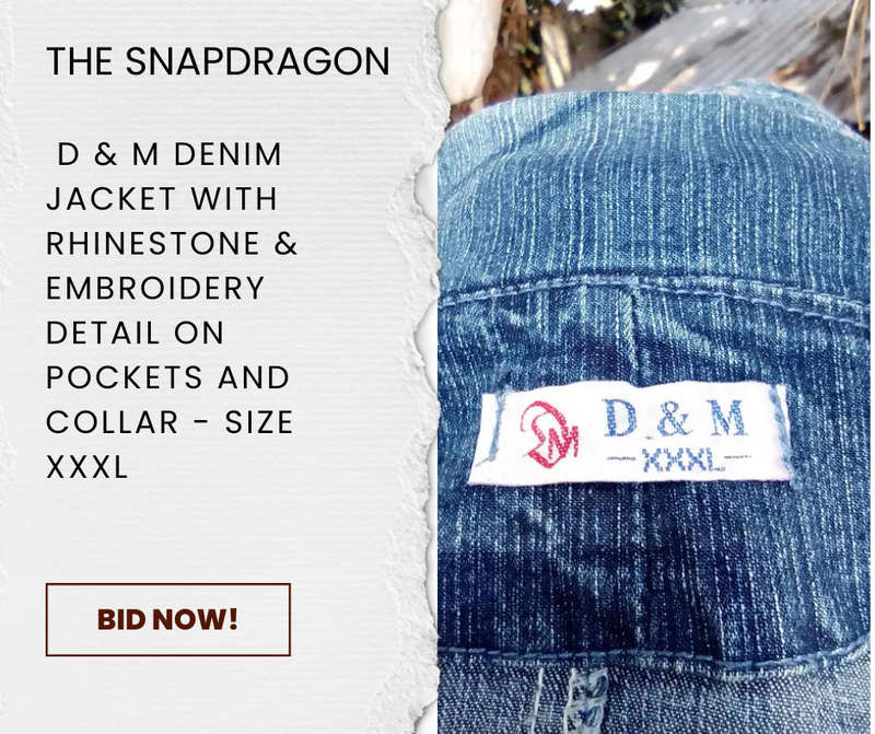 VINTAGE D & M BRAND DENIM JACKET WITH LITTLE RHINESTONES & EMBRIODERY ON COLLAR & POCKETS!