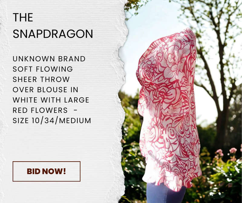 STYLE BRAND - SOFT FLOWING WHITE WITH LARGE RED FLOWER I COLOURED SUMMER BLOUSE WITH FRILLY FRONT!