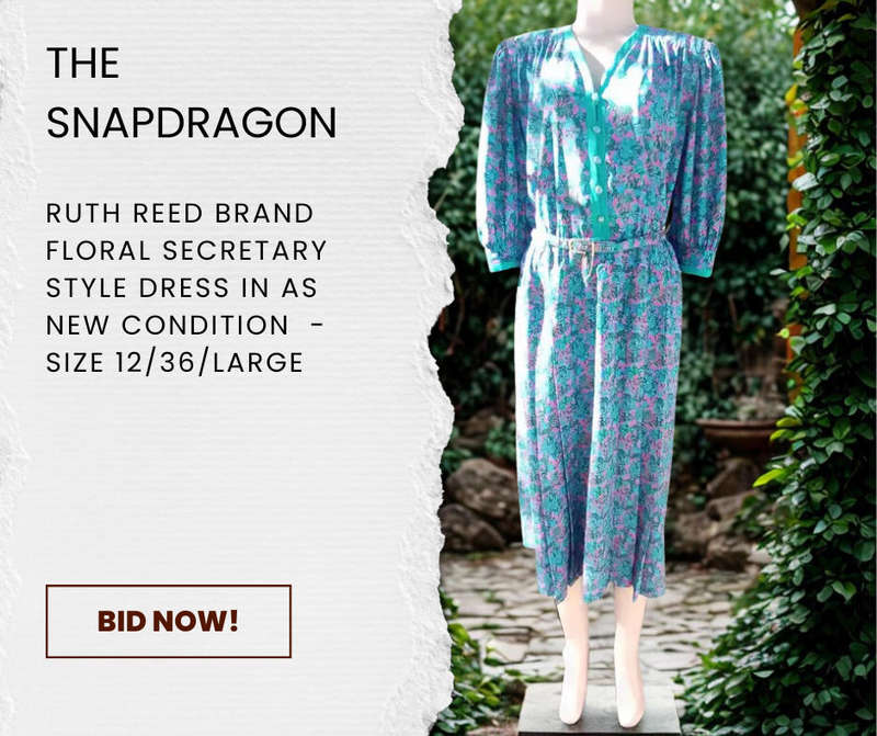 RUTH REED BRAND - Aesthetic Vintage Secretary Style Dress in Hi-Quality Flower Pattern Fabric