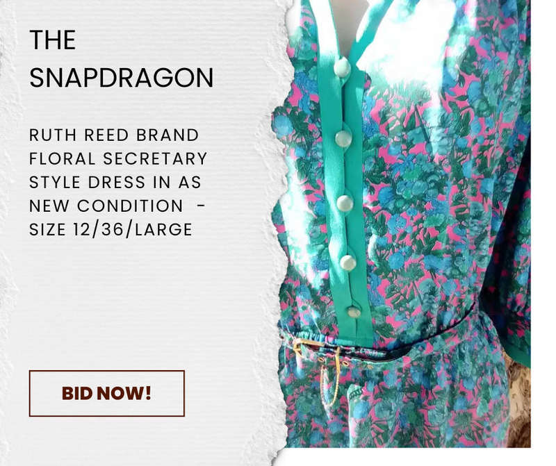 RUTH REED BRAND - Aesthetic Vintage Secretary Style Dress in Hi-Quality Flower Pattern Fabric
