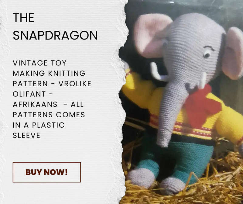 VINTAGE TOY MAKING KNITTING PATTERN - VROLIKE OLIFANT AFRIKAANS SPEELGOED MAAK PATROON!