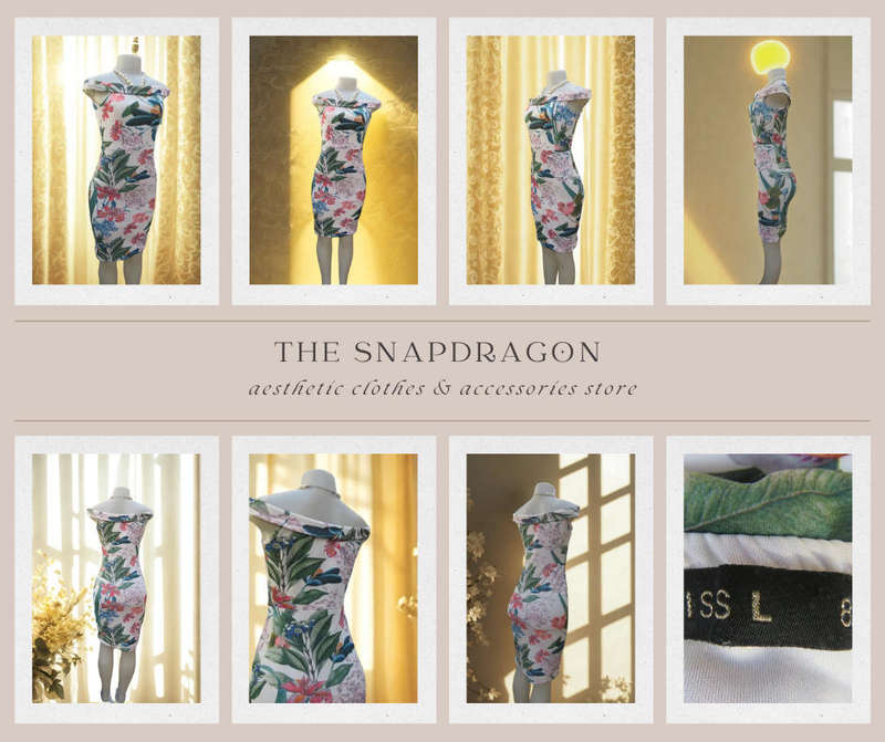 MISS L HEAVY POLYESTER BODYCON DRESS WITH JADE FLORAL PATTERN