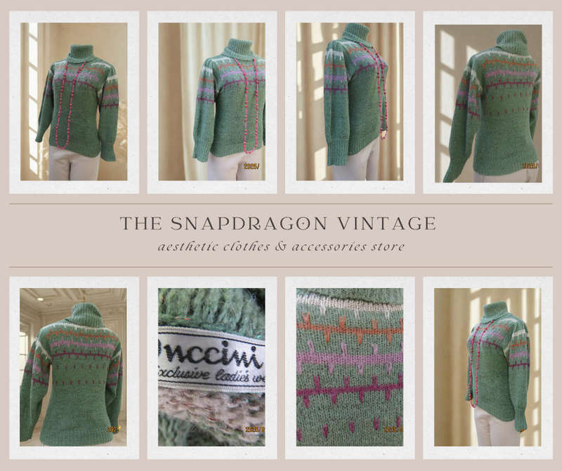 PUCCINI BRAND VINTAGE JUMPER WITH PINK/PURPLE/WHITE & RUST COLOUR PATTERN AND LUREX