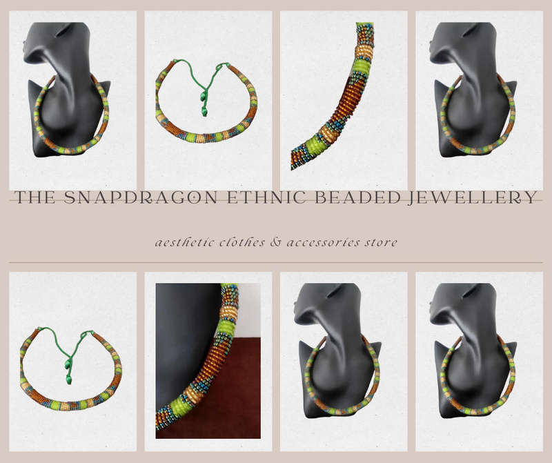 AFRICAN HAND BEADED ETHNIC NECKLACE IN A RAY OF COLOURED BEADS