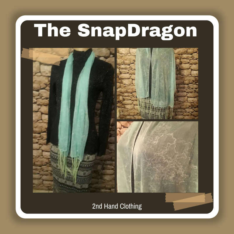 SEA FOAM LIGHT SHEER SCARF WITH LONG TASSLES