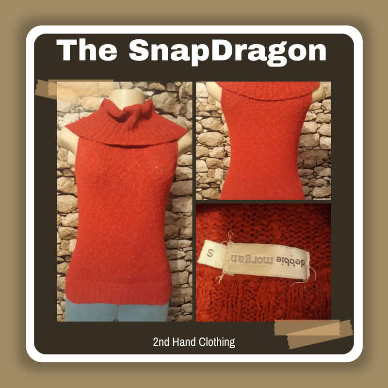 Debbie Morgan Brand - Dark Red Pullover Knitted Top with Cowl Neck and Sleeveless - Size S/8/32