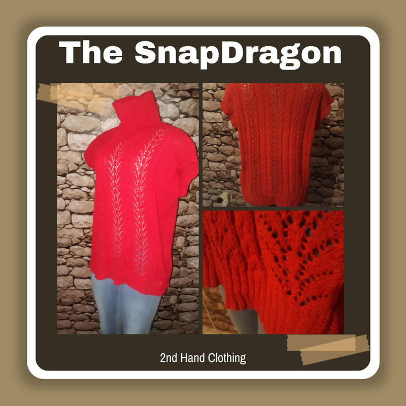 EXCLUSIVE HAND KNITTED CABLE AND LACE POLONECK THROW OVER TUNIC - XXL/16/40 - NEW ITEM