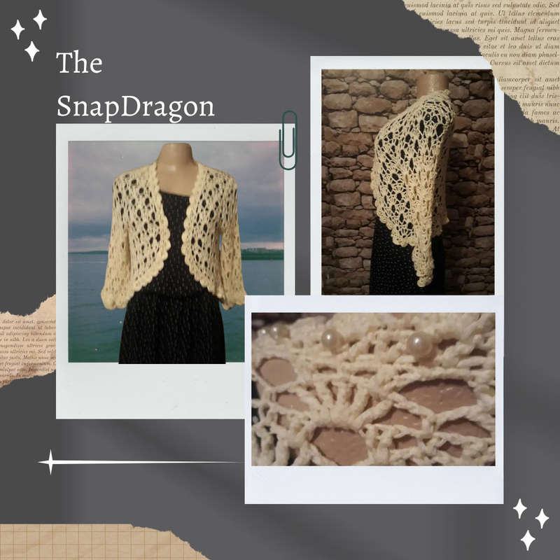 UP THE LUX WITH THIS RICH CREAM CROCHET BOLERO DECORATED WITH FAUX PEARL BEADS -  SIZE 8/32/S