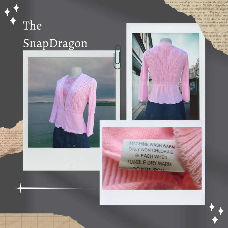 Dainty rose pink acrylic knit long sleeve one button cardigan -Size 6/30/XS