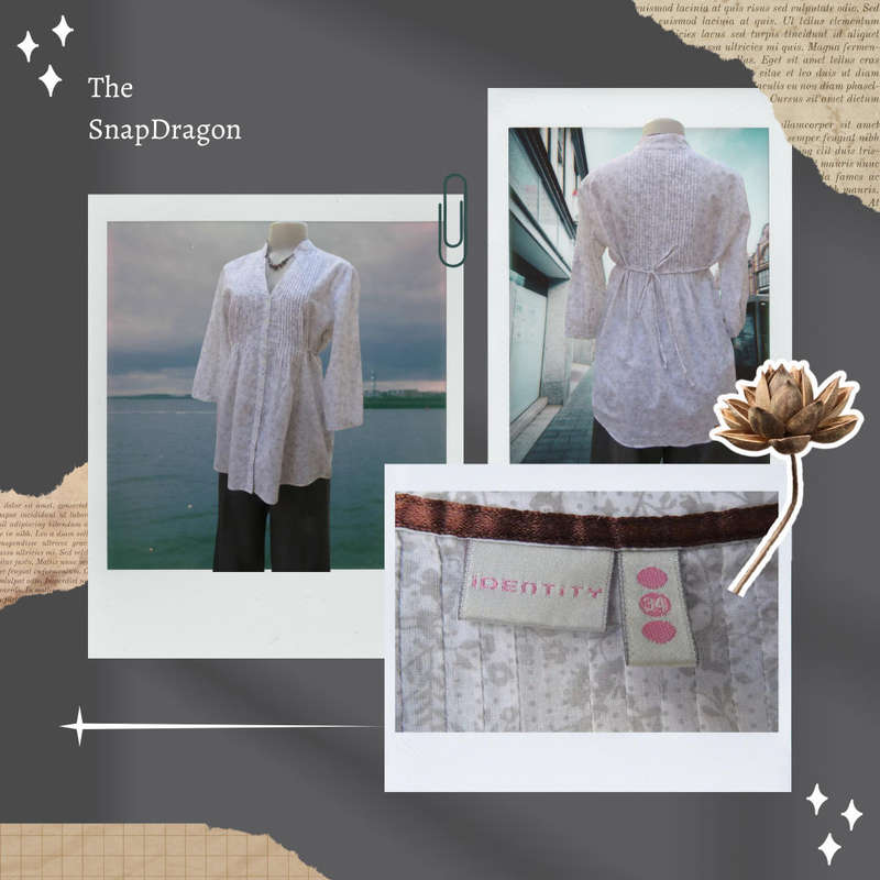 IDENTITY BRAND WHITE COTTON BUTTON DOWN TOP WITH TINY FLOWERS - SIZE 10/34/M
