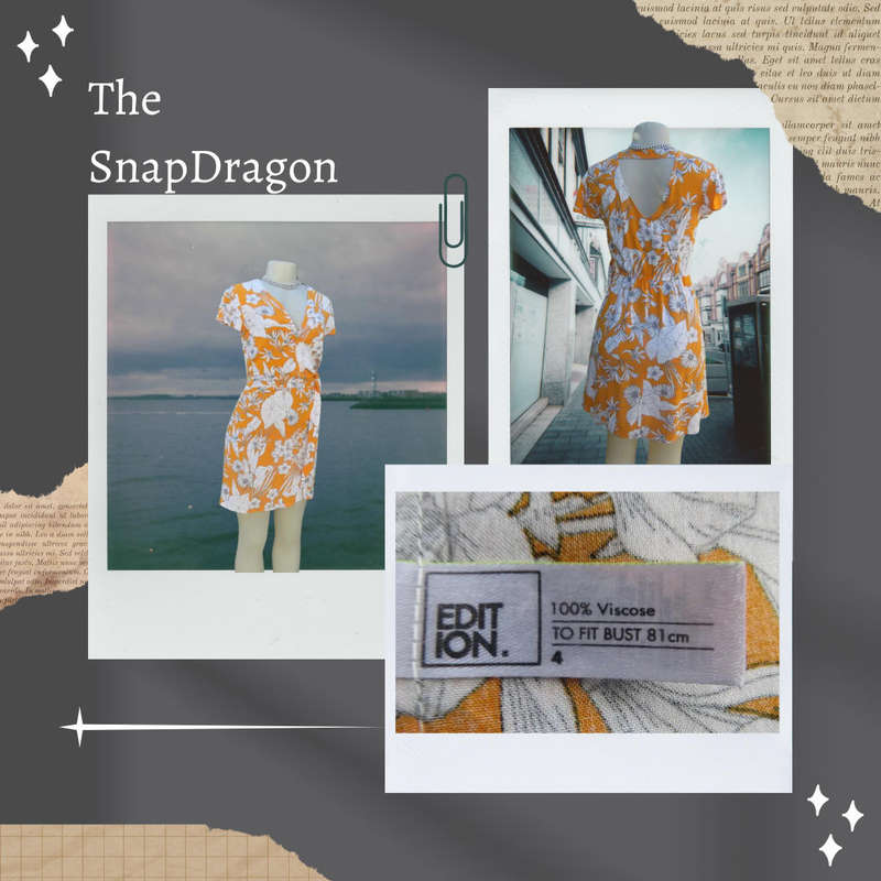 EDITION BRAND  ORANGE VISCOSE DRESS WITH CROSS OVER AND TIE - SIZE 6/30/XS