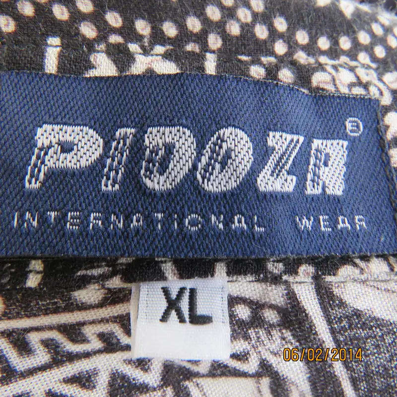 PIDOZA men's black-white elephant design short sleeve viscose shirt - Size XL