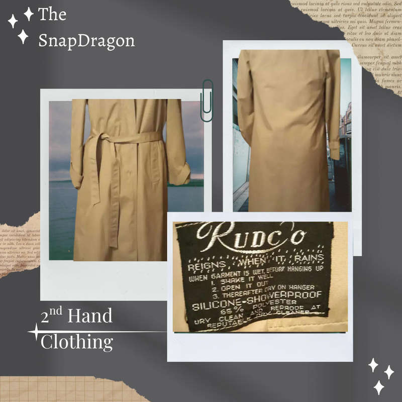 VINTAGE 1980'S RUDCO RAINCOAT BEIGE WITH REMOVABLE INNER AS NEW CONDITION - SIZE 10/34/M